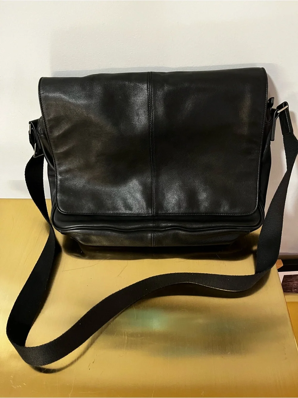 Leatherology Laptop Messenger Bag Black Onyx Full Grain Leather Briefcase Travel